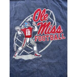 Ole Miss Football Comfort Colors T-Shirt Mens L Blue Graphic Pocket Tee NCAA